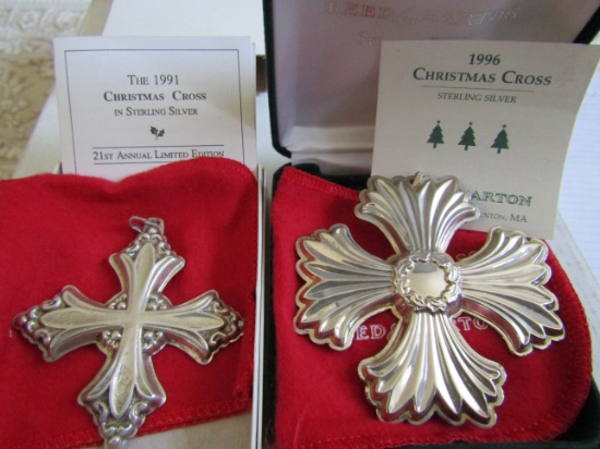 Sterling Silver Reed & Barton L.E. 1991 & 1996 Ornaments, 1.12 oz