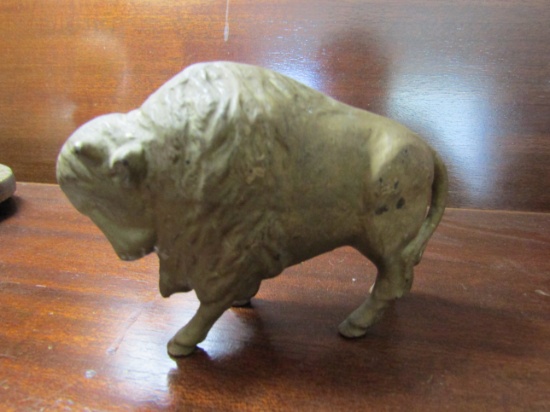 Antique Cast Iron Steel Buffalo/Bison Penny Bank
