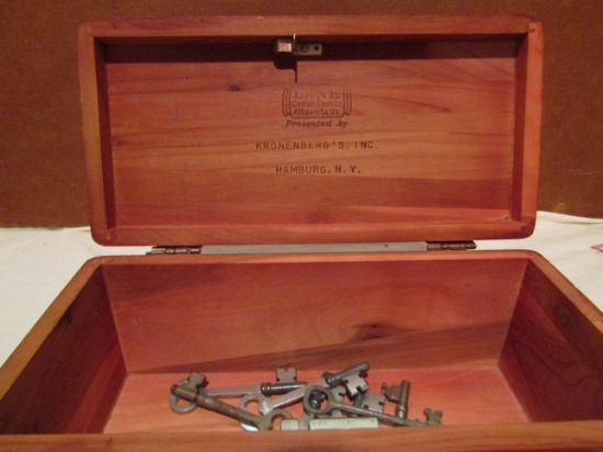 Small Cedar Chest/Box with Various Skeleton Keys