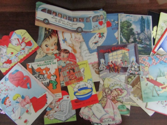 Vintage Valentines, Christmas, Halloween, Birthday Cards, 29 Total