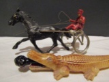 Made in USA Metal Horse Buggy and Alligator Pencil Holder, Celiod?