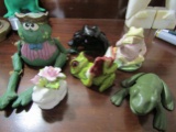 Lot of 6 Frogs, Bone China, Metal, Stone Critters, Beatrx etc.