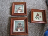 Signed Sandy Honan & Barbera Palmer Small Framed Art, Bird and Rabbits