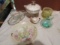 Lot of Vintage Glass, Germany Plate, Blue Vase, Egg Holders