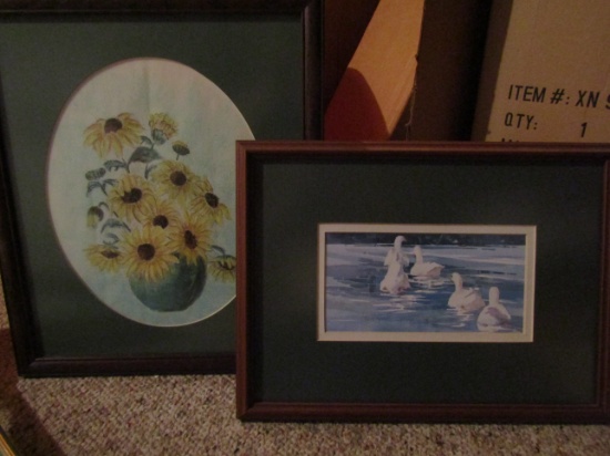 Lot of 2, Daisy Art and Signed Susan Spencer Watercolor