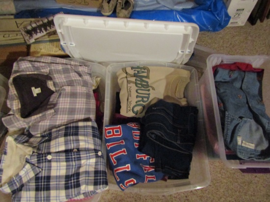 Lot of Vintage Clothes, Shirts, Pants, Sweatshirts, 3 Tubs
