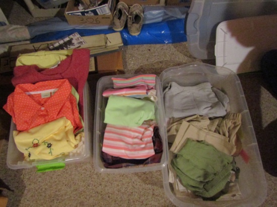 Lot of Vintage Clothes, Summer and Winter Shirts, Summer Pants, 3 Tubs