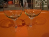 2 Vintage Twisted Stemware Glass with Olivegreen Tinge Color Glass