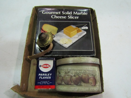 Marble Cheese Slicer, Lamp Wick, Tin