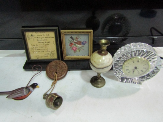 Vintage Decor, Clock, Candlestick, Bell, Bird, Art