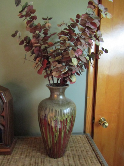 Pier One 15" Tall Pottery Vase with Flowers