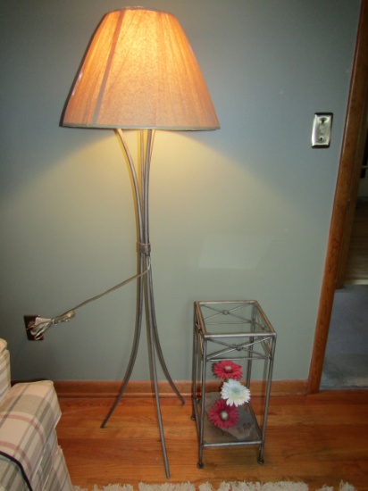 Metal Floor Lamp and Plant Stand