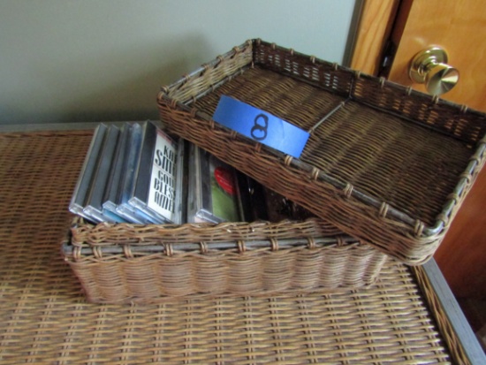 Metal and Wicker Basket with Lid and Music CD's