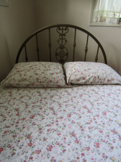 Ornate Metal Headboard and Mattress Set, Bed Complete