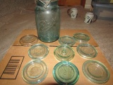 Sure Seal Blue Mason Jar and 8 Variety Glass Lids
