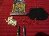 Vintage Lucite Elephant Brooch, Scottie Hair Clips, Coin Purse