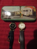Vintage Fossil Watch and Tin and Diamond Quartz Watch