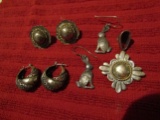 Earrings and Pendent, Mexican Sterling, 1.3 OZ