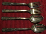 Lot of 4, Silverplate Art Nouveau, 2-Spoons, 2-Forks
