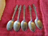 Lot of 5, Carlton Silverplate Name Spoons