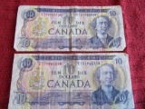 Lot of 2, 1971 Canada 10 Dollar Paper Currency, ETD, ETU