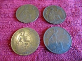 Lot of 4, Georgois V Great Britain 1 Penny, 1915, 1927, 1929, 1939