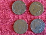 Lot of 4, Indian Head Pennies, 1883, 1987, 1990, 1993