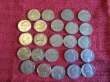 Lot of 24, 1940-1990s Jefferson Nickels