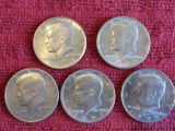 Lot of 5 Kennedy Half Dollar Coins, 2-1971, 1-1973, 1-1974, 1-1983