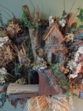 Large Wreath with 1947 News Article, Dried Flowers, 32
