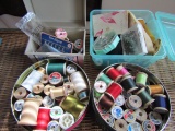 Large Lot of Vintage Sewing, Thread, Needles, Tins