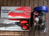 Pinking Shears, Jar of Vintage Buttons
