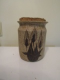 Pottery Canister with Cork Lid, Signed CD