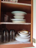 Contents of Cabinet, Assorted Glasses, Dishes, Plates