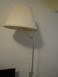 Gold Tone Metal Floor Lamp, Adjustable Height