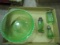 Lot of Vintage Green Depression Glass Bowl and Shakers, Some Hocking