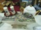 Thomas Kinkaid Salt & Pepper Shakers, Teapot and Small Bench