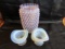 3 Vintage Opalescent Hob Nob Vases