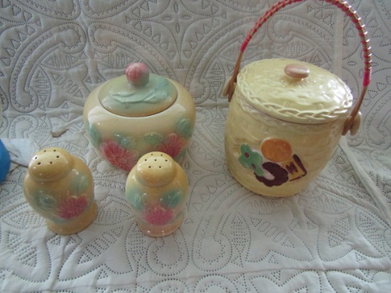 Lot of 4, USA Pottery 53 and 54 Matching and Biscuit Jar with Lids