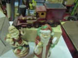 Vintage Christmas, 2 Musical Santas and 1 Wood Train