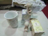 Lot of 3 Vintage Precious Moments Figurines, 1- Baby Coin Bank