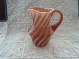 Fenton Gold/Amber Opalesent and White Strip Pitcher