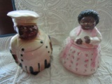 Vintage Black Chef and Woman Cookie Jars