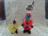 Lot of 2 Murano, Clown Candy Dish and Large Clown Decanter