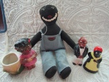 Vintage Black Girl Corn Planter, Folk Art Doll, and Shaker Figurine