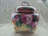 Limoges China Handpainted Footed Bowl with Lid