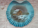 Blue Scenic Handblown Painted Plate