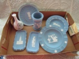 Lot of Blue Jasperware, Wedgwood Plates, Vases