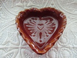 Redware Medium Heart Shaped Pottery Bowl, Ned Foltz 1989