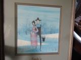 Signed P. Buckley Moss, Amish Man and Woman, Signed on Glass and Print